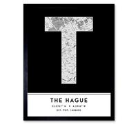 Wee Blue Coo Wall Art Print The Hague Netherlands City Map Modern Typography Stylish Letter Framed Word in Black | Size: W12" x H16" Wee Blue Coo Black W12" x H16"