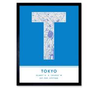 Wee Blue Coo Wall Art Print Tokyo Japan City Map Modern Typography Stylish Letter Framed Word in Blue | Size: W12" x H16" Wee Blue Coo Blue W12" x H16"