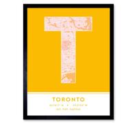 Wee Blue Coo Wall Art Print Toronto Canada City Map Modern Typography Stylish Letter Framed Word in Yellow | Size: W12" x H16" Wee Blue Coo Yellow W12" x H16"