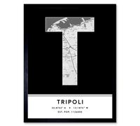Wee Blue Coo Wall Art Print Tripoli Libya City Map Modern Typography Stylish Letter Framed Word in Black | Size: W12" x H16" Wee Blue Coo Black W12" x H16"