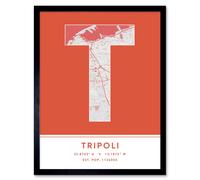 Wee Blue Coo Wall Art Print Tripoli Libya City Map Modern Typography Stylish Letter Framed Word in Orange | Size: W12" x H16" Wee Blue Coo Orange W12" x H16"