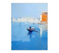 Wee Blue Coo Wall Art Print Venice Visions Grand Canal Gondola Blue Living Room | Size: W12" x H16" Wee Blue Coo Blue W12" x H16"