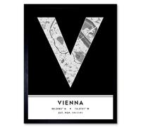 Wee Blue Coo Wall Art Print Vienna Austria City Map Modern Typography Stylish Letter Framed Word in Black | Size: W12" x H16" Wee Blue Coo Black W12" x H16"