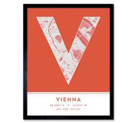 Wee Blue Coo Wall Art Print Vienna Austria City Map Modern Typography Stylish Letter Framed Word in Orange | Size: W12" x H16" Wee Blue Coo Orange W12" x H16"