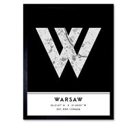 Wee Blue Coo Wall Art Print Warsaw Poland City Map Modern Typography Stylish Letter Framed Word in Black | Size: W12" x H16" Wee Blue Coo Black W12" x H16"