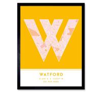 Wee Blue Coo Wall Art Print Watford England United Kingdom City Map Modern Typography Stylish Letter Framed Word in Yellow | Size: W12" x H16" Wee Blue Coo Yellow W12" x H16"