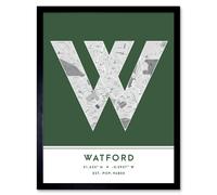 Wee Blue Coo Wall Art Print Watford England United Kingdom City Map Modern Typography Stylish Letter Framed Word in Green | Size: W12" x H16" Wee Blue Coo Green W12" x H16"