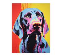 Wee Blue Coo Wall Art Print Winning Weimaraner Neon Pet Portrait Living Room | Size: W12" x H16" Wee Blue Coo Multicolor W12" x H16"