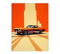 Wee Blue Coo Wall Cracks Orange Sports Motor Car Extra Large XL Wall Art Poster Print