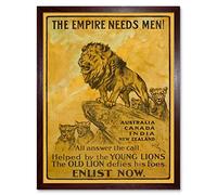 Wee Blue Coo War Advert British Empire Enlist Recruit Art Print Framed Poster Wall Decor 12X16 Inch