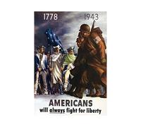 Wee Blue Coo War Americans Will Always Fight For Liberty 1778-1943 Wall Art Print