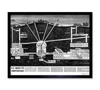 Wee Blue Coo War Drawing Cold Missile Base Nuclear Counter Attack Strike USA Art Print Framed Poster Wall Decor 12X16 Inch