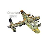 Wee Blue Coo WAR DRAWING PLANE BOMBER AVRO LANCASTER CUTAWAY WWII UK FRAMED PRINT B12X6660
