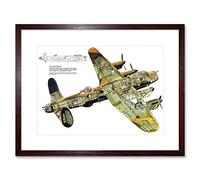 Wee Blue Coo War Drawing Plane Bomber Avro Lancaster Cutaway WWII UK Framed Wall Art Print