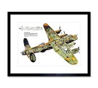 Wee Blue Coo War Drawing Plane Bomber Avro Lancaster Cutaway WWII UK Framed Wall Art Print