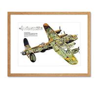Wee Blue Coo War Drawing Plane Bomber Avro Lancaster Cutaway WWII UK Framed Wall Art Print