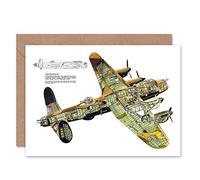 Wee Blue Coo WAR DRAWING PLANE BOMBER AVRO LANCASTER CUTAWAY WWII UK GREETINGS CARD
