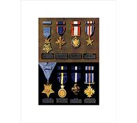 Wee Blue Coo War Drawing WWII Medal Honor Cross Army Navy Air Force Wall Art Print
