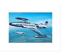 Wee Blue Coo War Fighter Plane T33 Shooting Star Air Force USA Duo Wall Art Print