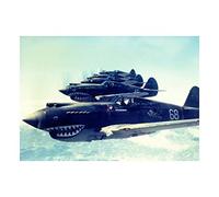 Wee Blue Coo War Flying Formation Jet Fighter Air Force Shark Tooth USA Wall Art Print