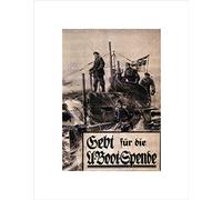 Wee Blue Coo WAR FUND U-BOAT SUBMARINE NAVY FIRST WORLD GERMANY FRAMED ART PRINT B12X1911