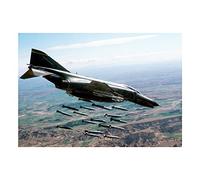 Wee Blue Coo War Military Plane Fighter Bomber F-4e Phantom Rocket Wall Art Print