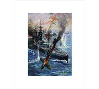 Wee Blue Coo War Scene Bomber Fighter Battleship Combat Cuneo Uk Framed Art Print B12X9748