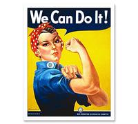 Wee Blue Coo War Second World We Can Do It Women USA Vintage Art Print Framed Poster Wall Decor 12X16 Inch