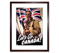 Wee Blue Coo War Soldier Bayonette Flag Uniform Let's Go Canada Framed Wall Art Print