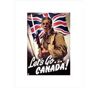 Wee Blue Coo War Soldier Bayonette Flag Uniform Let's Go Canada Wall Art Print