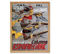 Wee Blue Coo War Spanish Civil Cnt Fai Republican Spain Vintage Art Print Framed Poster Wall Decor 12X16 Inch