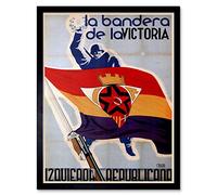 Wee Blue Coo War Spanish Civil Republican Flag Spain Vintage Art Print Framed Poster Wall Decor 12X16 Inch