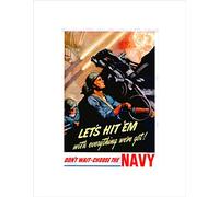 Wee Blue Coo War WW2 1942 Enlist In The Us Navy Picture Wall Art Print