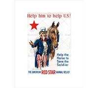 Wee Blue Coo WAR WWI CHARITY RED STAR UNCLE SAM HORSE RELIEF FRAMED ART PRINT B12X7675