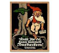 Wee Blue Coo War Wwi Germany Beech Nut Collect Gnome Food Produce Art Print Framed Poster Wall Decor 12X16 Inch