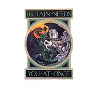 Wee Blue Coo War WWI UK Britain George Dragon Knight Lance Picture Wall Art Print