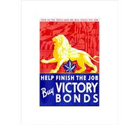Wee Blue Coo WAR WWII CANADA LION VICTORY BOND MAPLE LEAF BLACK FRAMED ART PRINT B12X6052