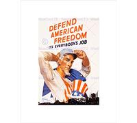 Wee Blue Coo War WWII Defend American Freedom Uncle Sam Industry Wall Art Print