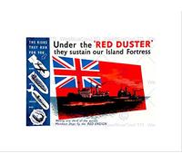 Wee Blue Coo WAR WWII UK NAVY FLAG RED DUSTER ENSIGN WEAPON BOAT SHIP FRAMED PRINT B12X7714