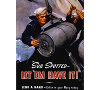 Wee Blue Coo War Wwii Us Navy Submarine Tnt Bomb Sailor Military Art Print Poster Wall Decor 12X16 Inch