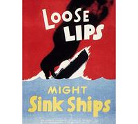 Wee Blue Coo War Wwii USA Loose Lips Sink Ships Art Print Poster Wall Decor 12X16 Inch
