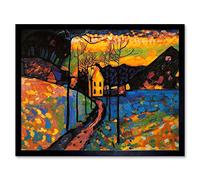Wee Blue Coo Wassily Kandinsky Winter Landscape Old Master Painting Art Print Framed Poster Wall Decor 12X16 Inch