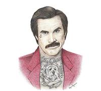 Wee Blue Coo Wayne Maguire Tattooed Anchorman Ferrell Inked Ikon Art Print Poster Wall Decor 12X16 Inch