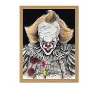 Wee Blue Coo Wayne Maguire Tattooed Pennywise It Clown Inked Ikon Large Framed Art Print Poster Wall Decor 18x24 inch