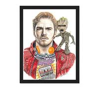 Wee Blue Coo Wayne Maguire Tattooed Star Lord Groot Inked Ikon Large Framed Art Print Poster Wall Decor 18x24 inch