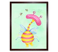 Wee Blue Coo Wee Wild Monsters Ophelia Bees Kids Art Print Framed Poster Wall Decor 12x16 inch