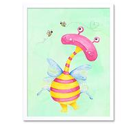 Wee Blue Coo Wee Wild Monsters Ophelia Bees Kids Art Print Framed Poster Wall Decor 12x16 inch