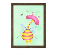 Wee Blue Coo Wee Wild Monsters Ophelia Bees Kids Artwork Framed Wall Art Print 18X24 Inch