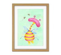 Wee Blue Coo Wee Wild Monsters Ophelia Bees Kids Artwork Framed Wall Art Print 18X24 Inch