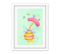 Wee Blue Coo Wee Wild Monsters Ophelia Bees Kids Artwork Framed Wall Art Print 18X24 Inch